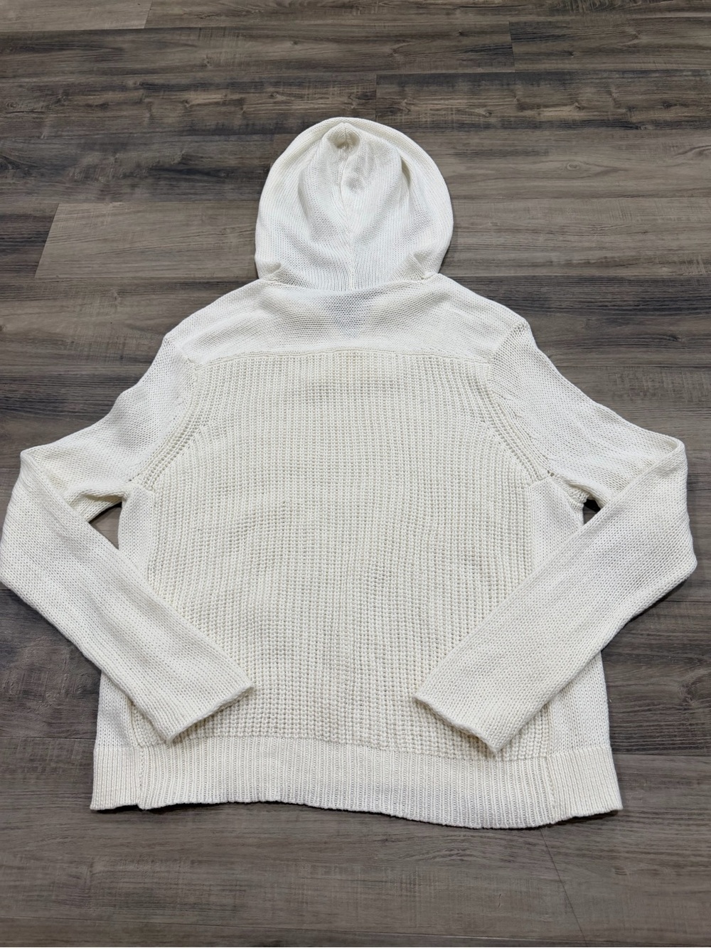 Wooden Ships Chunky Knit Hoodie Sweater Off White S/M - Picture 4 of 6
